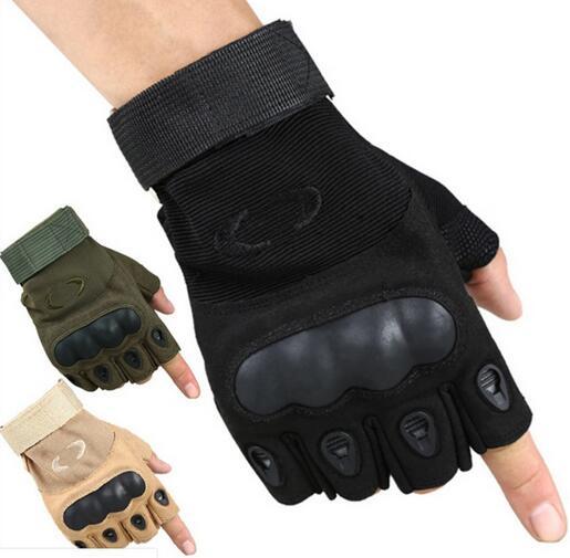 Sport Outdoor Tactical Gloves Army Paintball Airsoft Outdoor Combat Anti-Skid Fingerless Fighting Carbon Knuckle Half Finger Cycling Gloves