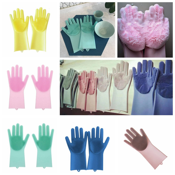 Magic Silicone Dish Washing Gloves Eco-Friendly Scrubber Cleaning For Multipurpose Kitchen Bed Bathroom Hair Care MMA834 60pair