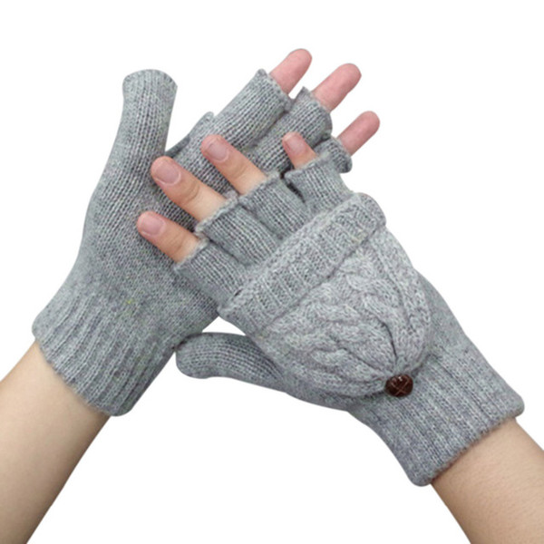 Winter Gloves Women Fingerless Gloves Warmer Mitten Girl Wool Exposed Finger Gloves Winter Ladies Mittens Solid Color