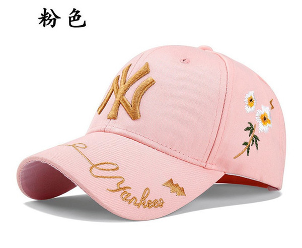 Spring/summer hats ladies leisure bee flowers sunshade alphabet embroidery lovers baseball caps duck caps