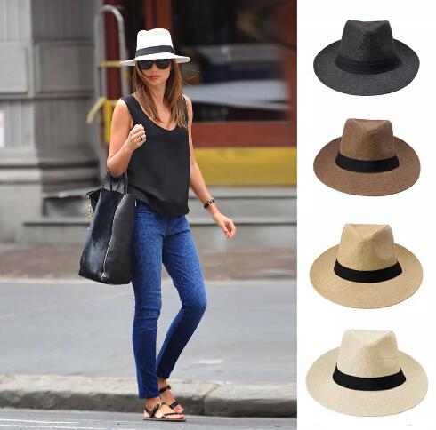 new straw hat, ladies hat, summer straw hat, men and women big cowboy hats Panama Straw Hats Outdoor Sports Caps Wide Brim Hats