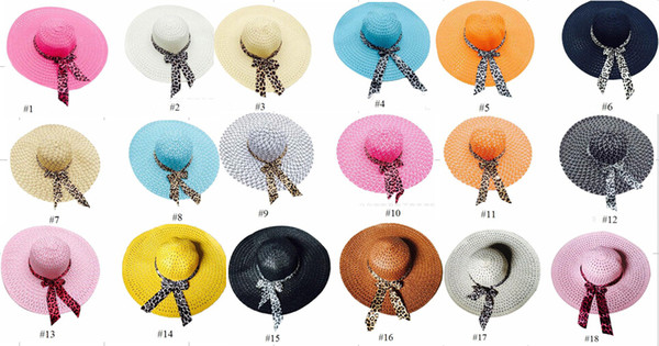 Straw beach hats lady straw hats women's caps fashion wide hats 18 colors available mix colors