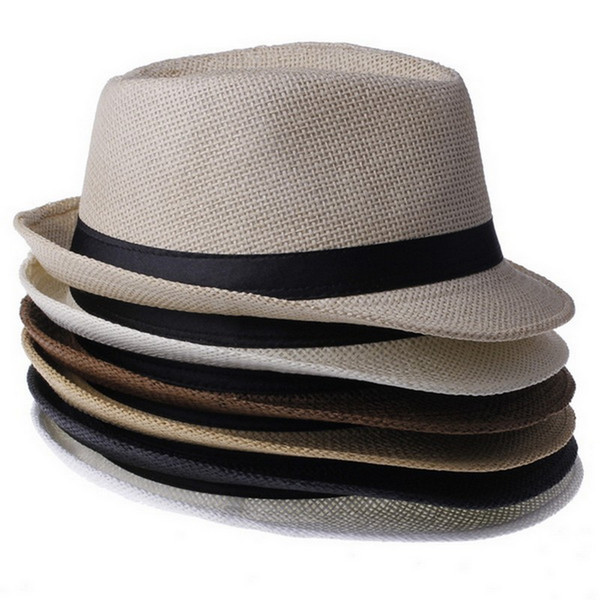 Cool Men Women Straw Panama Hats Outdoor Casual Fedora Caps Casual Travel Beach Sun Hats Color Choose ZDS*1