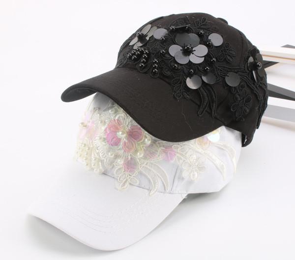 Embroidered beaded cap and female south Korean baseball cap and hat lady summer hip hop hip hop street sun hat