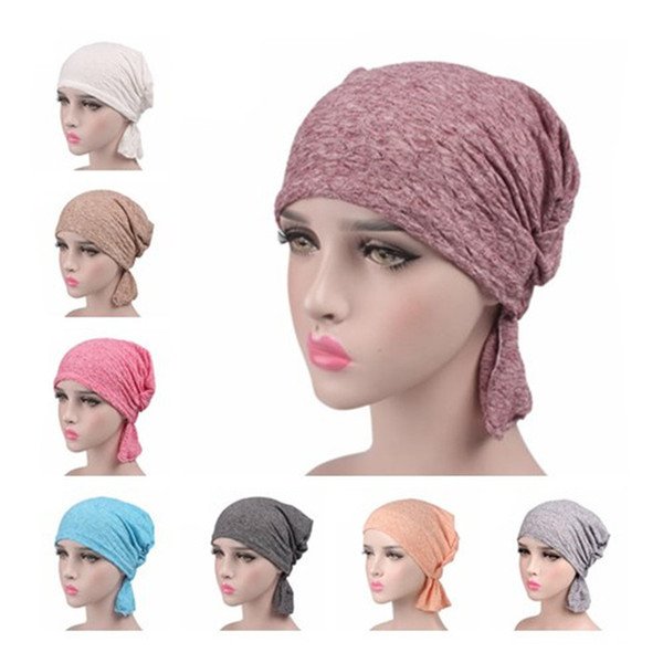 New Women Solid Bubble Cotton Elastic Turban Hat headscarf Chemotherapy Headwear Head Wrap Chemo Beanies Hair Accessories