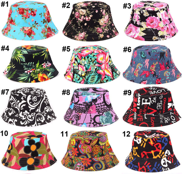 Fashionable unisex satin lined printed pattern cotton bucket hat girls lady woman fashion sunhats beach hat floral caps 27styles