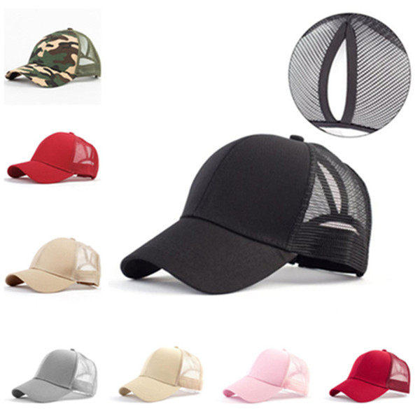 Summer lady hat Pure color sun hat cotton making Duck tongue cap Horsetail baseball net cap T9C00112