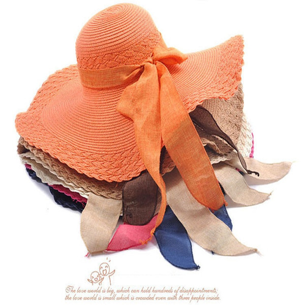 6 colors,Wide Large Floppy Brim Summer Beach Sun Straw Beach Derby Hat Cap Packable Flexible,12pcs