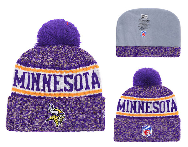 Men's Minnesota Vikings New Purple 2018 Sideline Cold Weather Official Sport Sideline Cold Weather Official TD Knit Hat 03