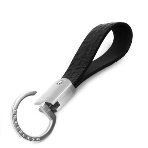 Luxury keychain designer unisex key chain real leather with stainless steel keychain keyring in white gold with black/brown-1PC