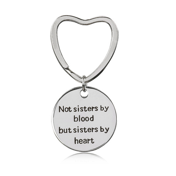 1pcs Friends Keychain Not Sisters By Blood But Sisters By Heart Engraved Pendant Key Chain Friendship Accessories Jewelry Gift