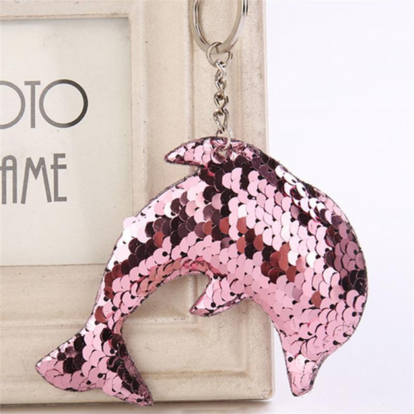 Fashionable Dolphin Shape Reflective Glossy Key Chain Key Ring Gift Jewelry