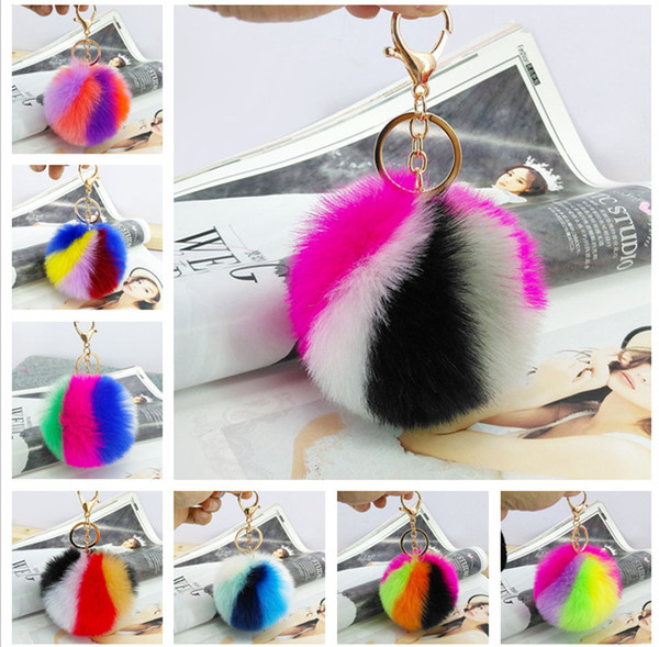 100pcs/lot 10CM Wholesale Colorful Fur ball Plush Key Chains Car Keychain Bag Pendant Fashion Accessories DHL FREE SHIPPING