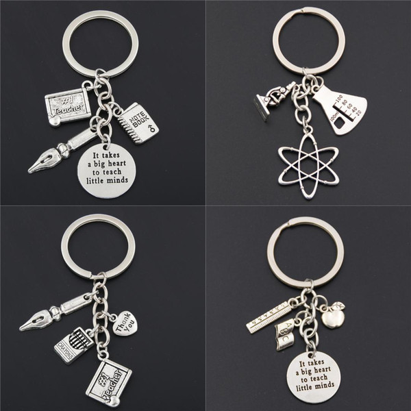 1pc Apple Charms Words Microscope Biological Unique Keychains Biology Chemistry Teacher Gift Keyring