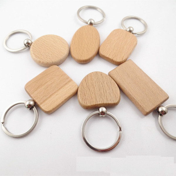 120PCS Blank Rectangle Wooden Key Chain DIY Promotion Customized Wood Keychains Tags Promotional Gifts