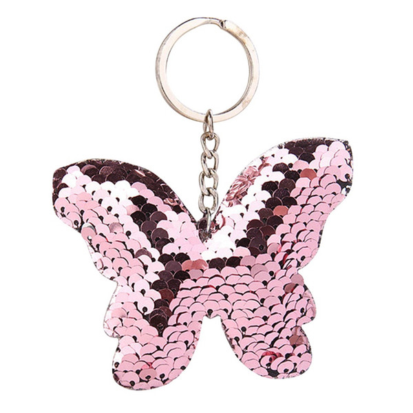 New Beautiful Butterfly Keychain Glitter Sequins Key Chain Gift For Women Girl Llaveros Mujer Car Bag Accessories Key Ring