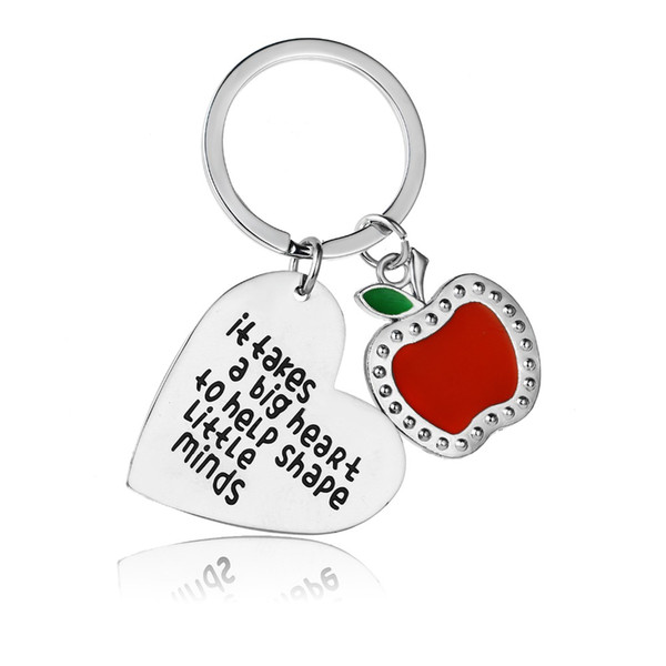 12 Pc/Lot It Takes A Big Heart To Help Shape Little Mind Heart Charm Keychain Women Men Appreciation Gift For Teachers Keyring