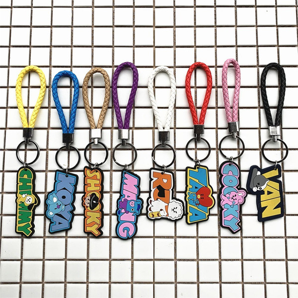 20pcs/Lot Acrylic bt21 bts accessories cute keychain key-rings key chain keyring gifts keychains for women boyfriend pendant