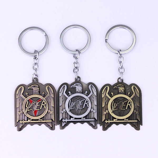 New Arrival Rock Band Metal Slayer Sew On Patch Logo Keychain SLAYER Logo Killer Thrash Metal Rock Band Key Chains