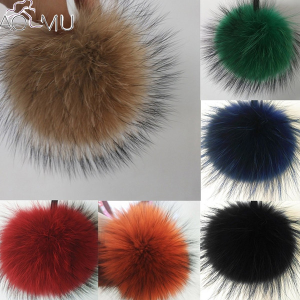 AOMU 2017 Newest Fur Big Pompom Key Ring Rabbit Fur Ball Cell Phone Car Keychain Pendant Handbag Accessories