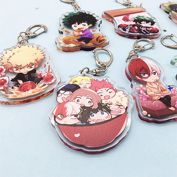 Fashion Lovely Cartoon Anime New Academia My Hero Academi Keychain Acrylic Key Ring Charms Gift