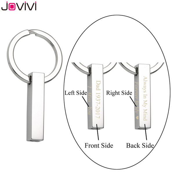 JOVIVI Customized Stainless Steel Message Vertical Bar Urn Keychain Keepsake Ashes Memorial Pendant Cremation Jewelry Best Gift