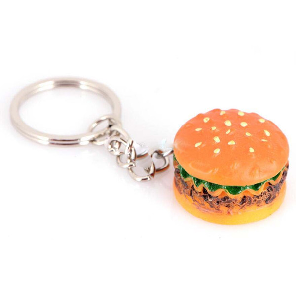 3D Resin Hamburger Keychain Mini Food Hamburger Key Chain Gold Carabiner Keychains Key Ring Holds Hangbag Hangs Promotion Gift