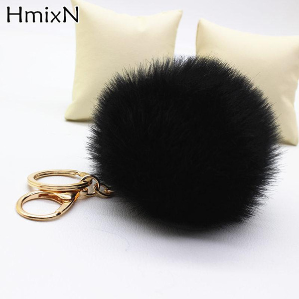 Big faux bunny Rabbit Fur Ball Keychain handBag Ring Plush porte clef Artificial fur PomPom key chain Ornament pom pom Pendant