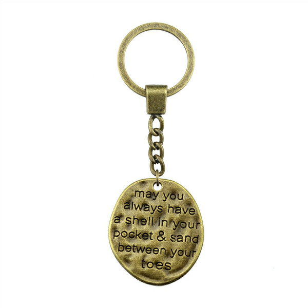 Women Jewelry Gift Key Chain New Fashion Metal Key Chains Antique Bronze 30x26mm Statement Tag Charm Rings