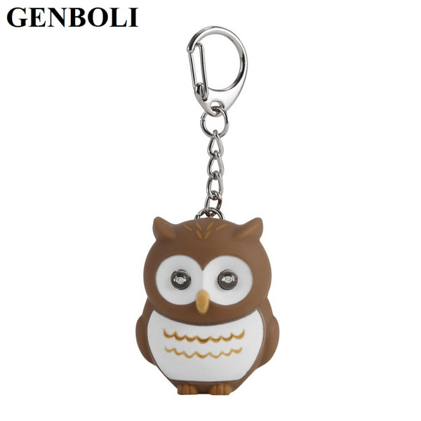 Hot! Jewelry Trinket Cute Owl Key Chains With Sound LED Lighting Keychain Bag Charm Car Pendant Key Ring Holder whosale