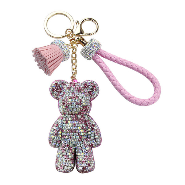 Rhinestone Fringed Large Luxury Crystal Violent Bear Keychain Pendant Little Bear Car Pendant Bag Hanging Female Women Gift