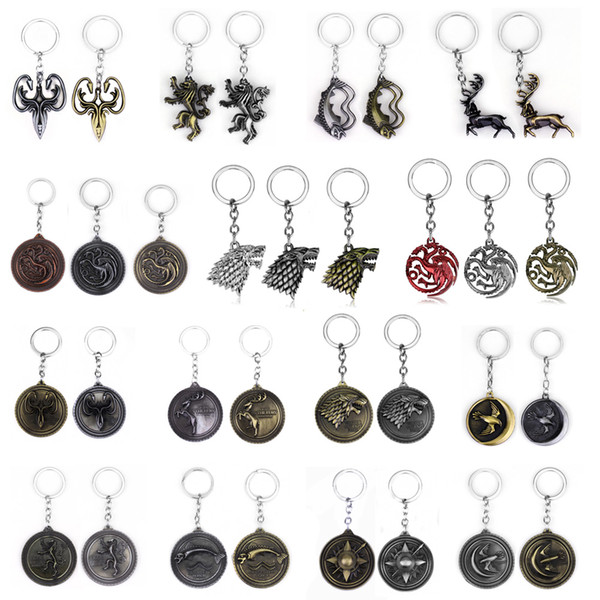 RJ Game of Throne Keychains House Stark Wolf Pendants Key Chains A Song Of And Fire Targaryen Keyring Souvenirs Gift