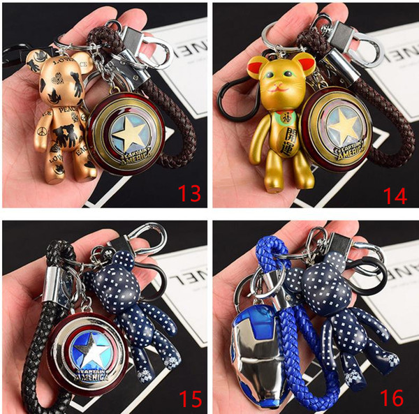 16 styles keychain Gift batman car with a key chain violent bear pendant avengers spider man shield keychains 2018 fashion accessories