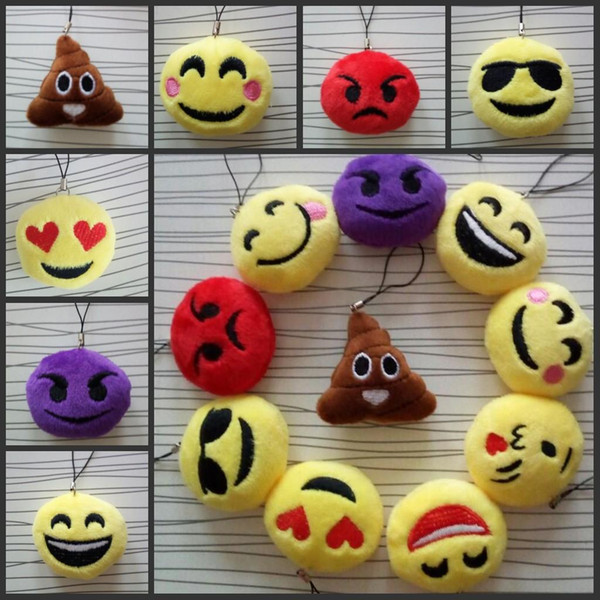 2016 Fashion Hot Cute Emoji Smiley Emoticon Amusing Key Chain Soft Toy Gift Pendant Bag Accessory