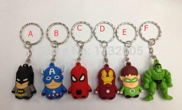 New Superheros Avengers Spiderman Superman Batman Captain America Hulk 3D Keychains Action Figure Bag Pendant Keyrings Christmas Gift Y-01