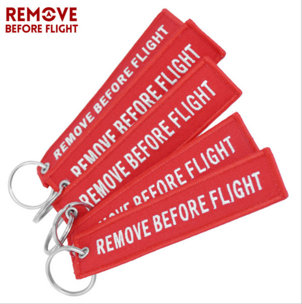 Funny Creative Fabric Key Ring Remove Before Flight Keychain Pilot Bag Crew Tag Luggage Keyring