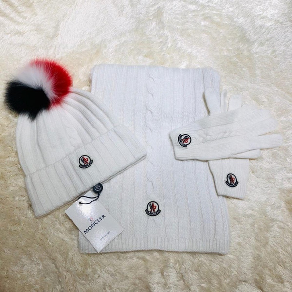 Men Or Women Knitting Cap Wool Scarf Gloves 3 Pieces Sets Hats Autumn Winter Version Cold Cap Female (08725)