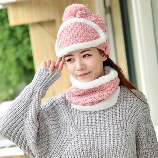 Warm Hats Cap Scarf Winter Super Warmth Beanie Knitting for Women Caps with Mask Lady Beanie Knitted Hats Collar