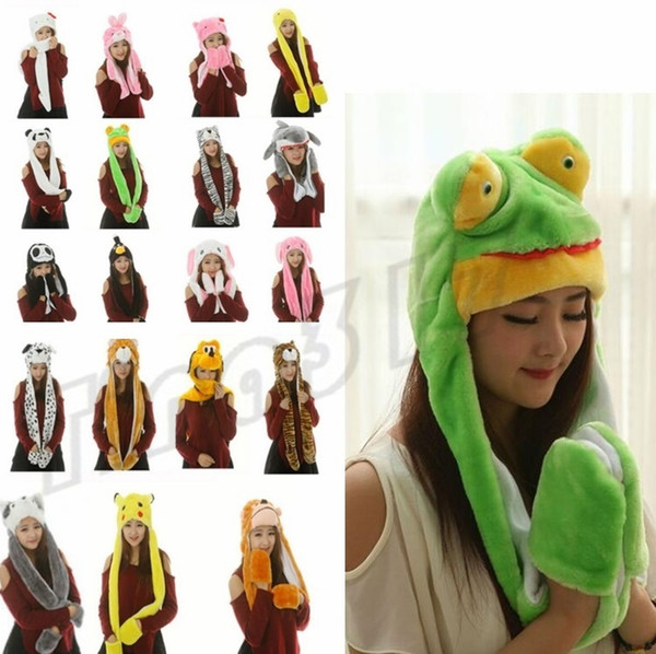 Hot Cartoon scarfs plush Pikachu Scarves Hat Sets Women Costume cute hats With Long Scarf Gloves Earmuffs warm hats Party Hats I485