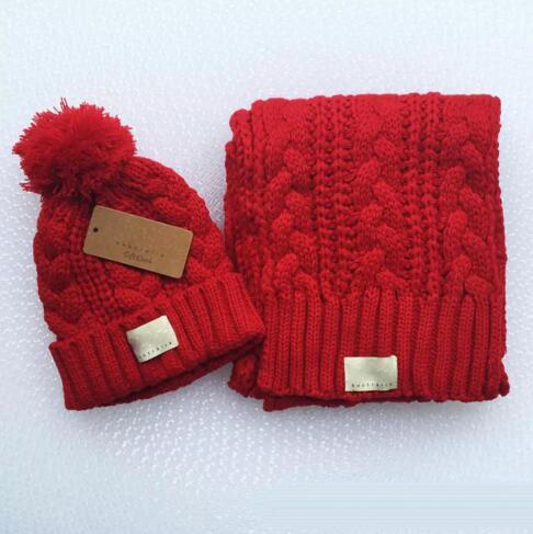 4 colors Warm Headgear Set Winter hat Scarf set winter knitted hat ski hat cap wool cap warm knitting cap Xmas gift