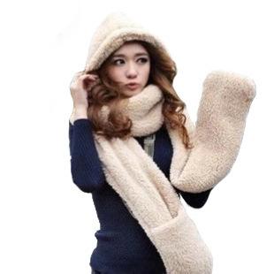 Ms. autumn and winter high collar plush coral cashmere scarves hats gloves one lovely double warm accessories