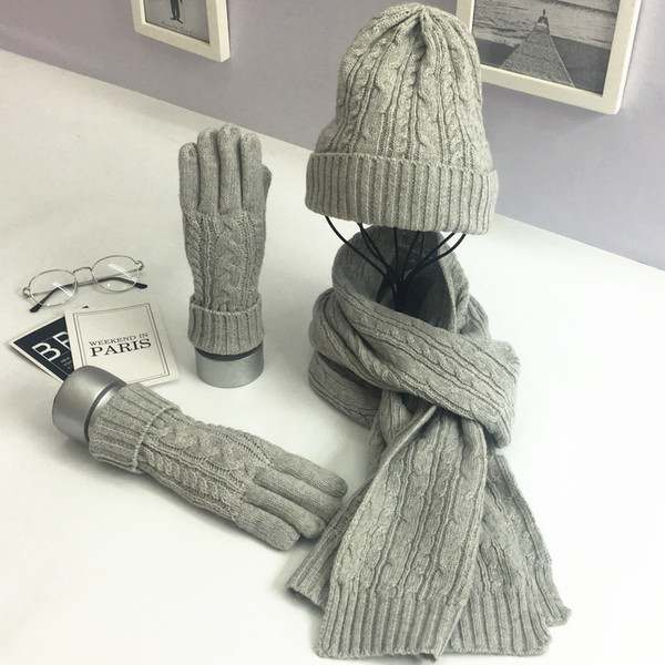 Autumn winter fashion knitted wool scarfs Hats Designer men and women winter crochet scarfs hat sets