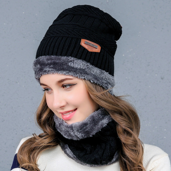 Winter Hat for Women Men Warm CapThick Scarf Skullies Beanies Wool Hat Unisex Cap Beanie Knitted Cap Neckerchief