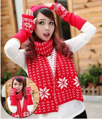 Snow Scarves Hats Gloves Three-Piece Autumn And Winter Outdoor Lovely Thick Warm Three-piece Outdoor Sports Riding Comfort Windproof Suit