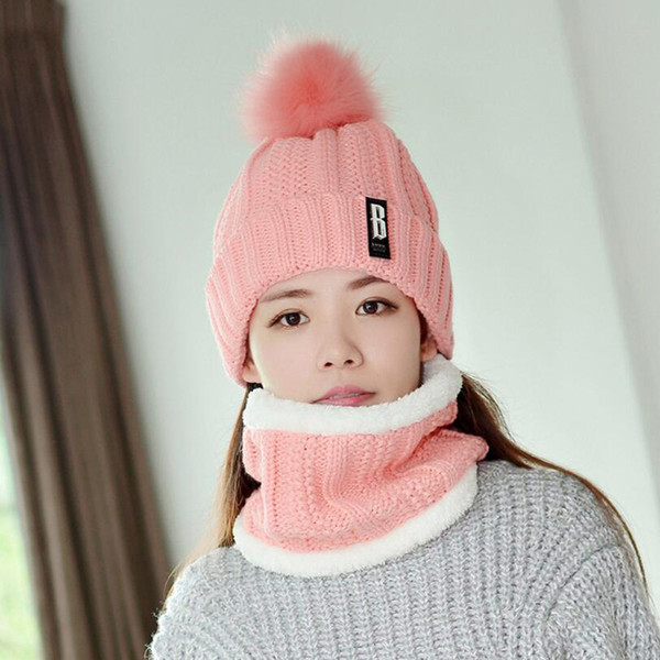 Warm Hats Scarf Winter Super Warmth Beanie Knitted Cap for Women Lady Beanie Knitted Hats Women's Hats Free DHL