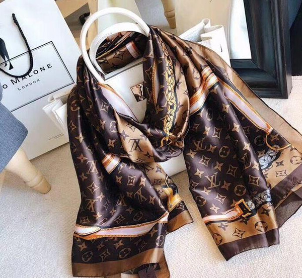 Spring silk scarf 2019 Hot women Letter shawl scarf fashion long neck ring Christmas gift wholesale 180x90cm