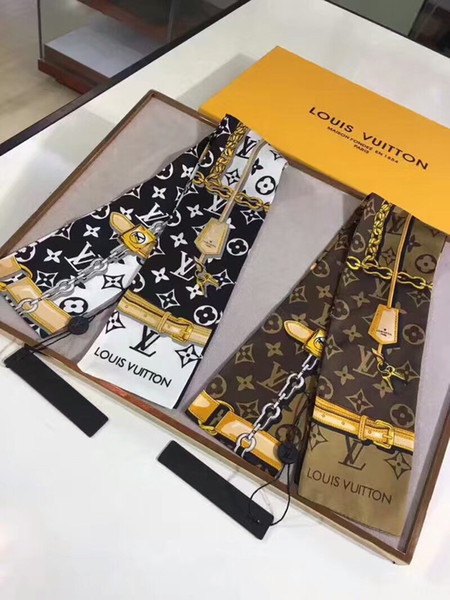 2019 Fashion design silk woman fashion scarf hair bag handle decorative tie multi-functional hand scarf M2566