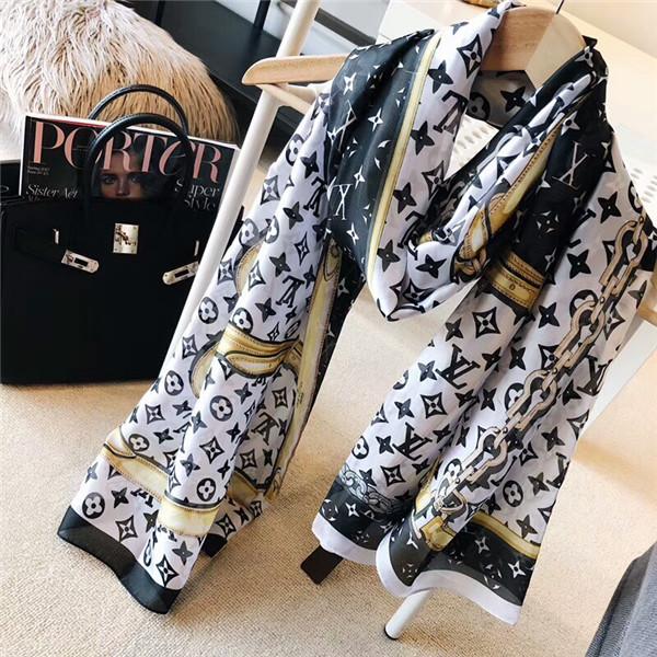 Designer Silk scarf for Women 2019 Spring Luxury Brand Floral Flower Long Scarves size 180x90Cm Shawls gift