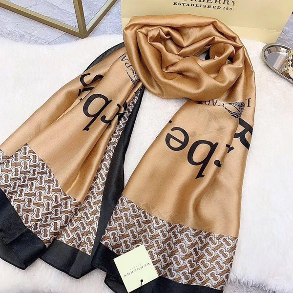 Luxury Brand Silk scarf for Women 2019 Summer Designer Full Logo Long Scarves size180x90Cm checked scarf