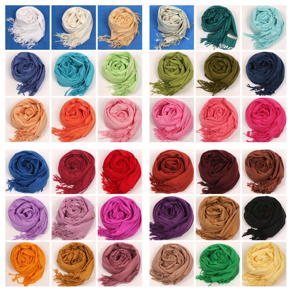 2017 41Colors Hot Pashmina Cashmere Solid Shawl Wrap Women's Girls Ladies Scarf Soft Fringes Solid Scarf